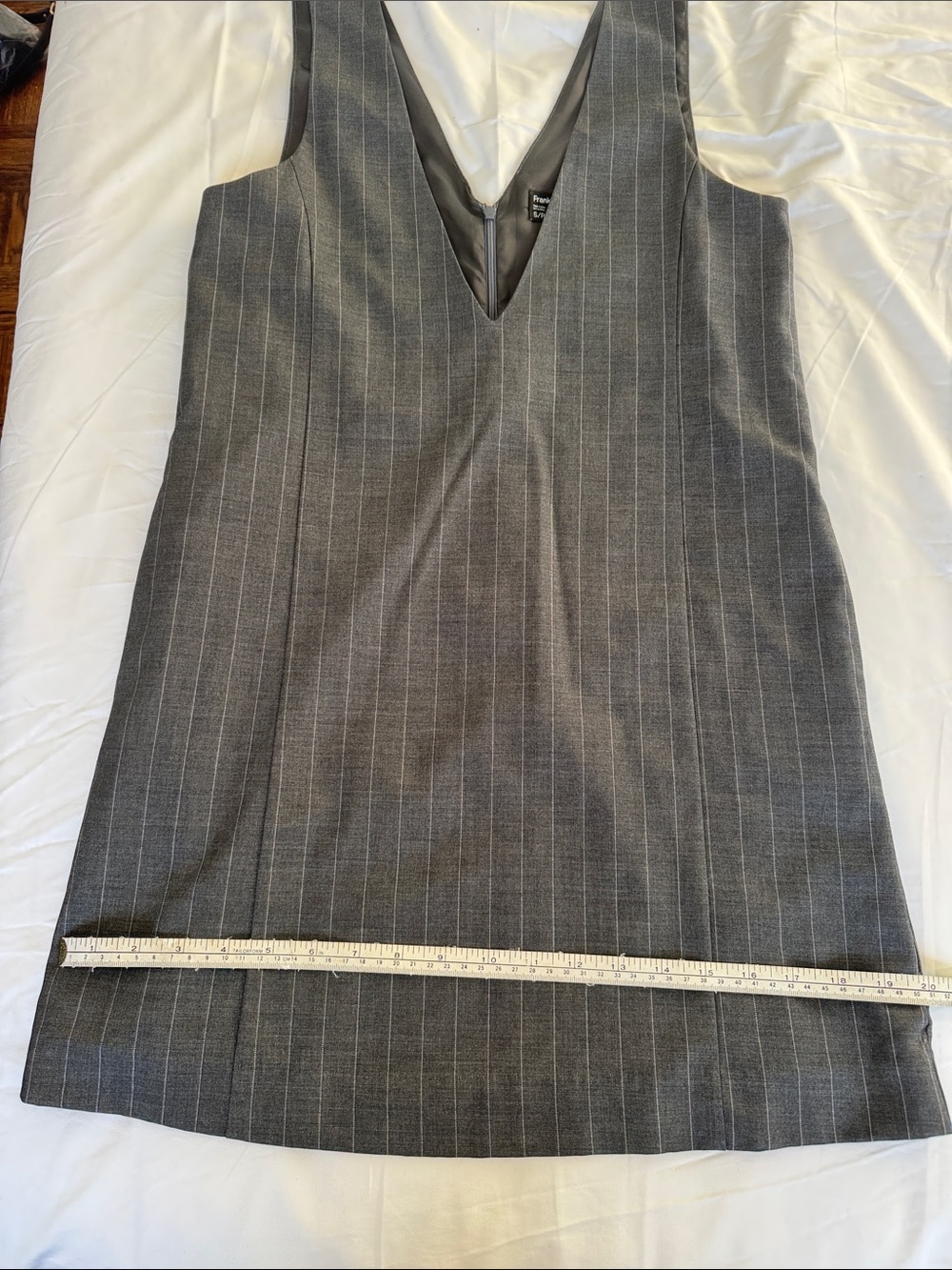 Frank & Oak Gray Pinstripe V-Neck Shift Dress - Picture 12 of 12